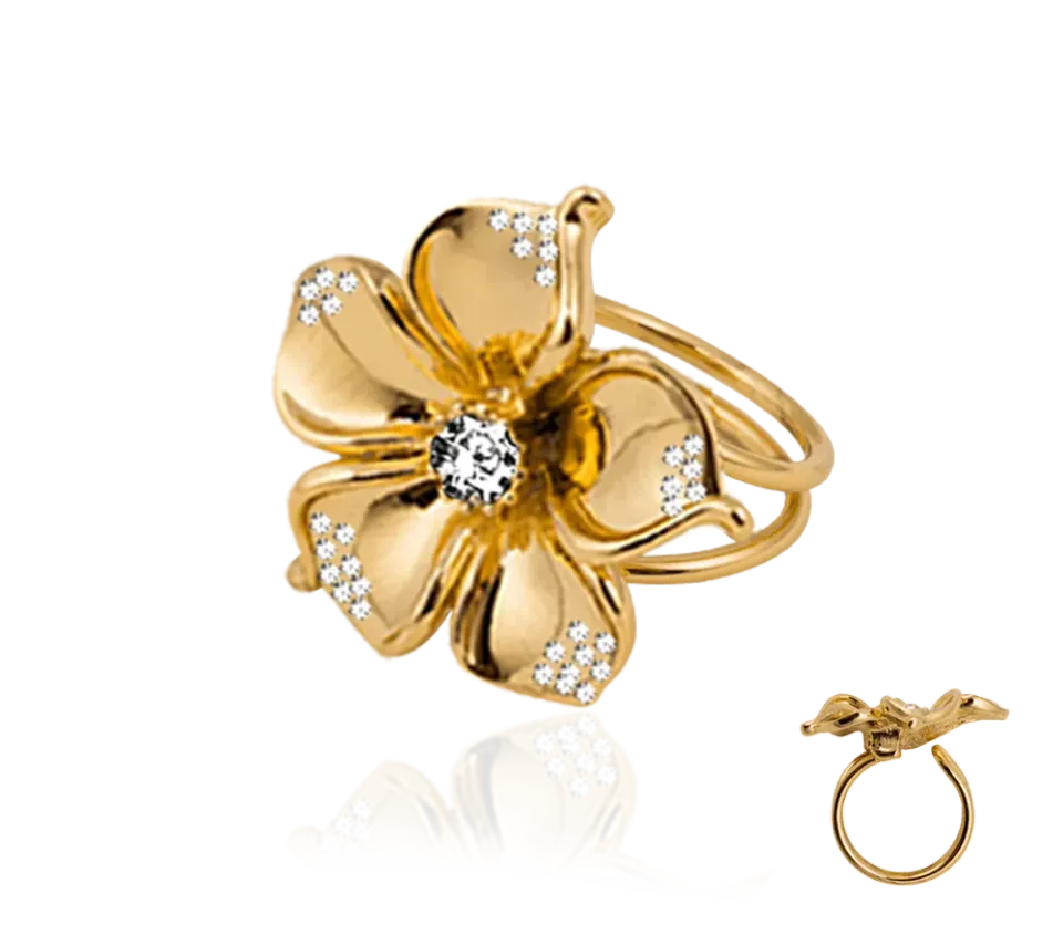IOAKU La Fleur Crystal ring hvit gull str 7