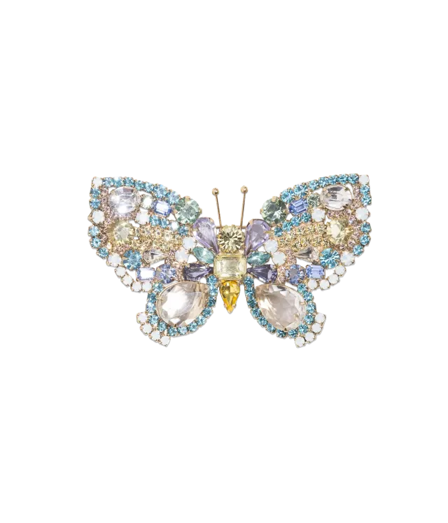 Loren Hope Butterfly Large Butterfly Aqua Jonquil Violet brosje