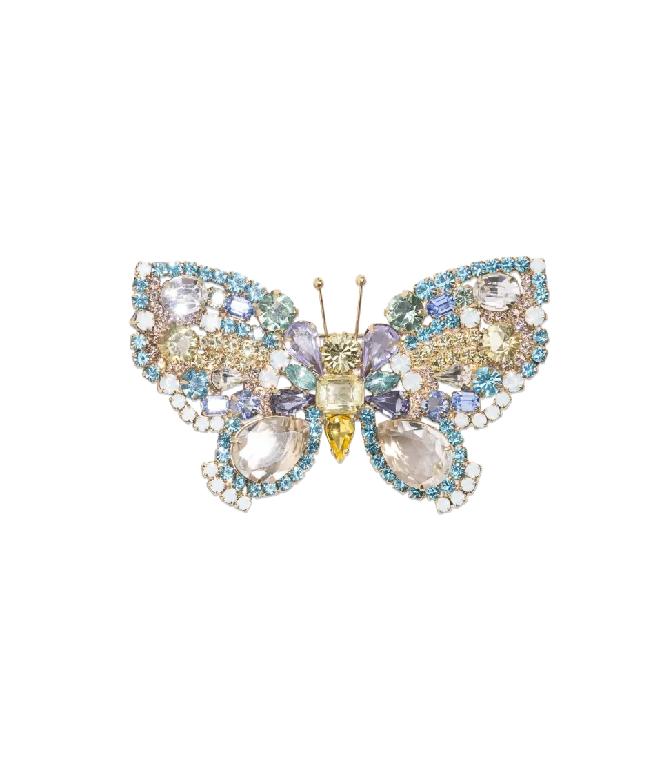 Loren Hope Butterfly Large Butterfly Aqua Jonquil Violet brosje