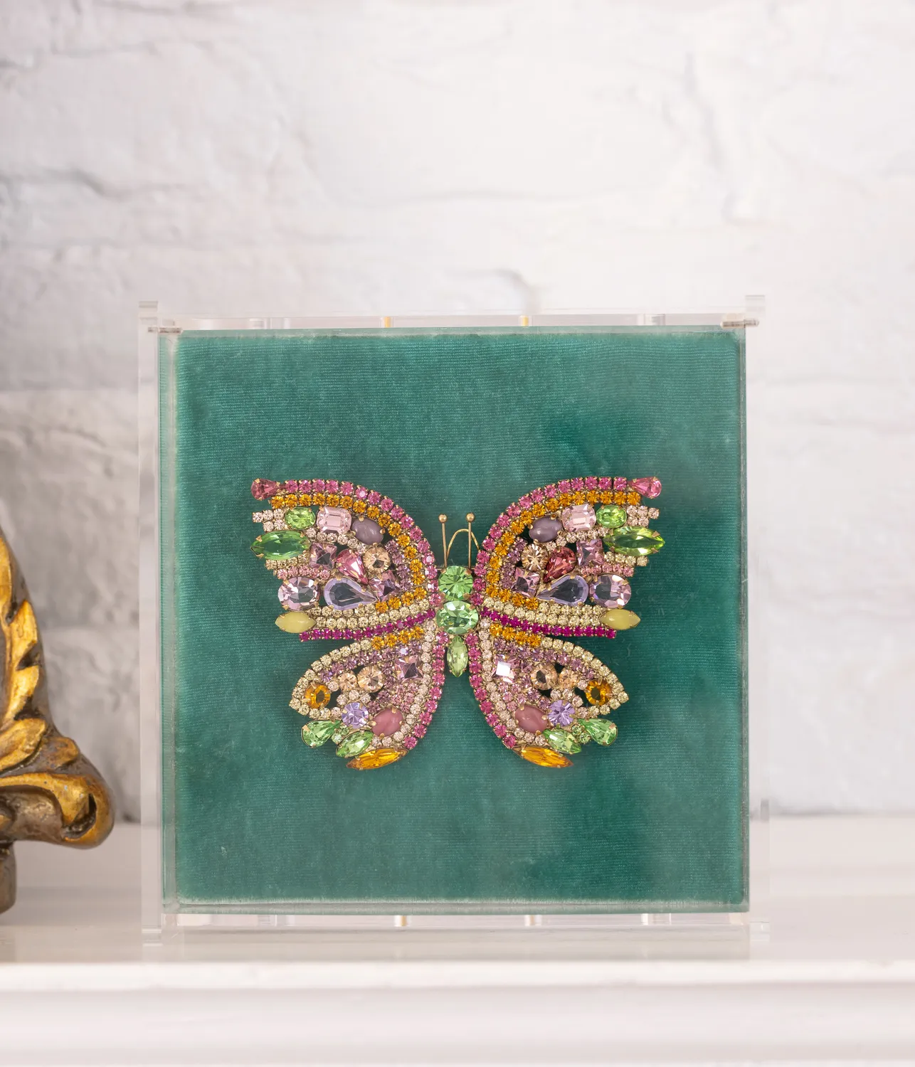 Loren Hope Butterfly X-Large brosje Olive Jade glass