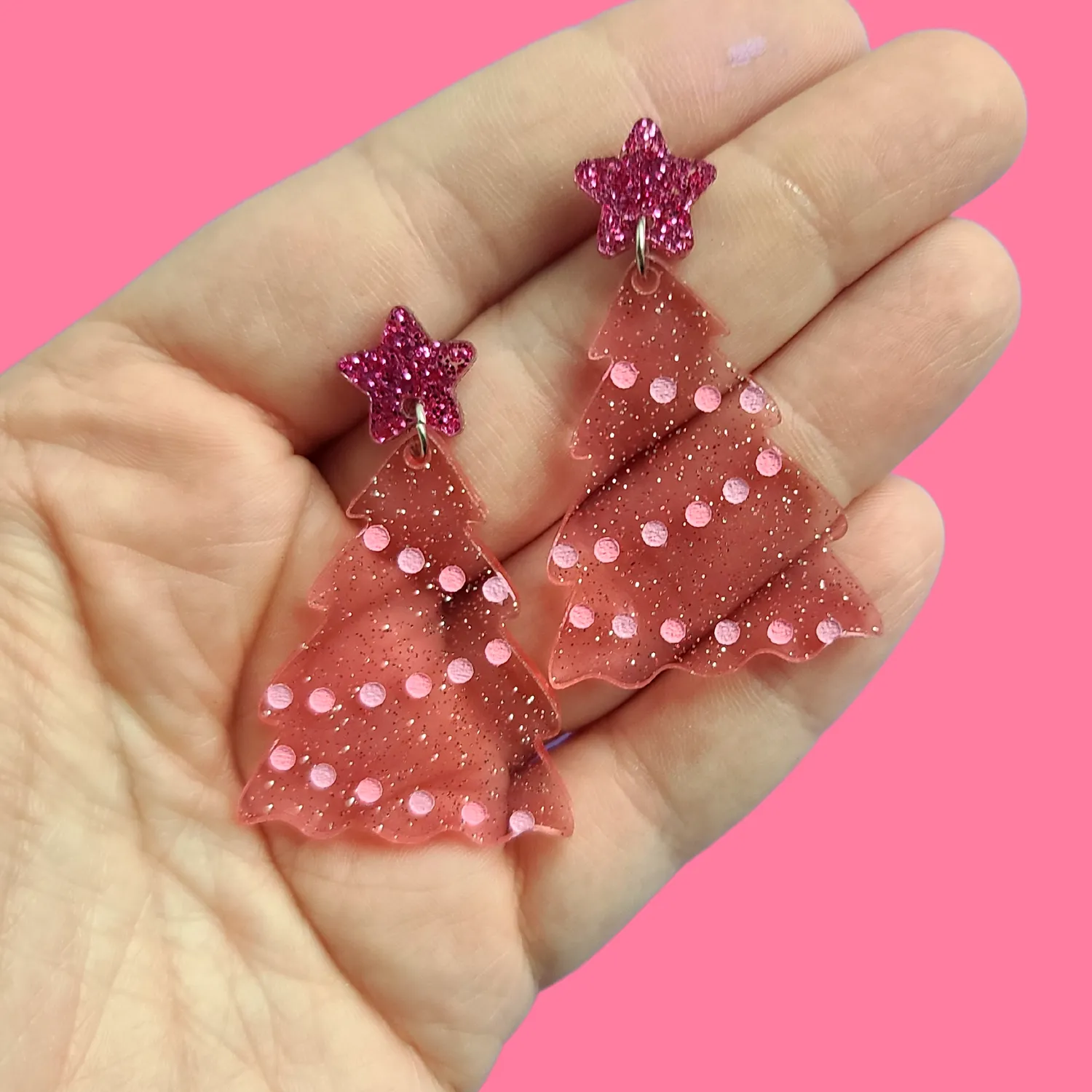 MiniKitty Pink Jelly Trees øredobber glitter jul