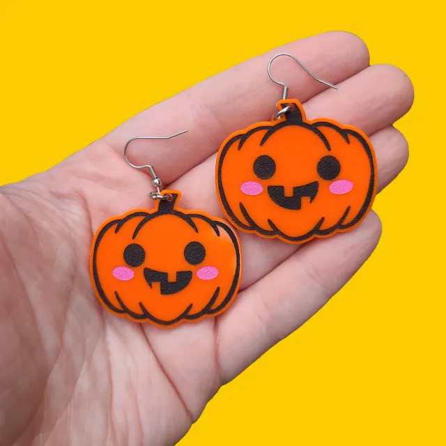MiniKitty Happy Jack-o-Lantern øredobber akryl gull