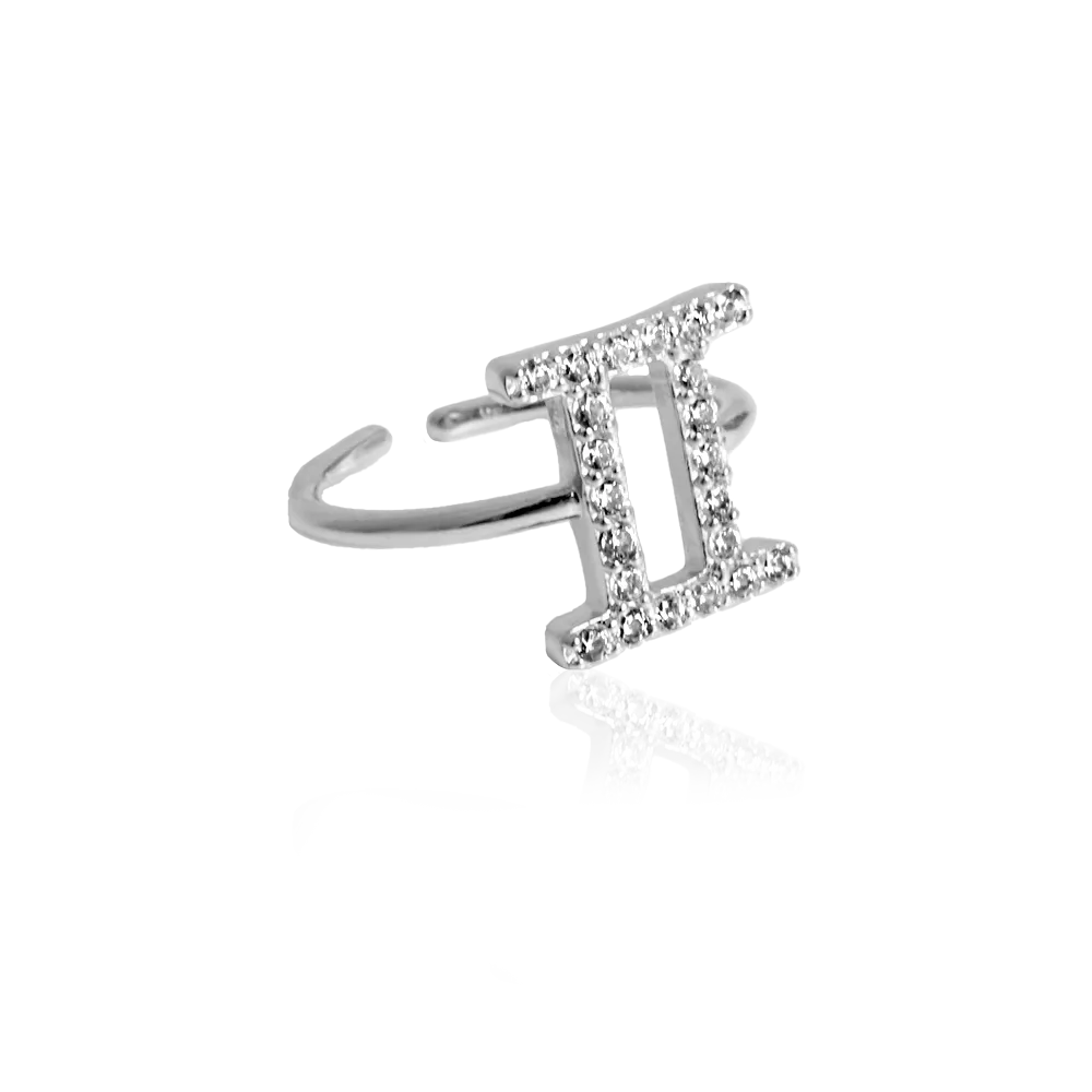 IOAKU Zodiac Sparkle micro ring gull justerbar