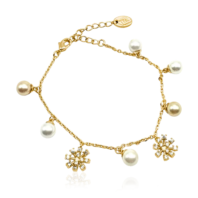 IOAKU Snowdrop Pearl armbånd gull perle 16+4 cm