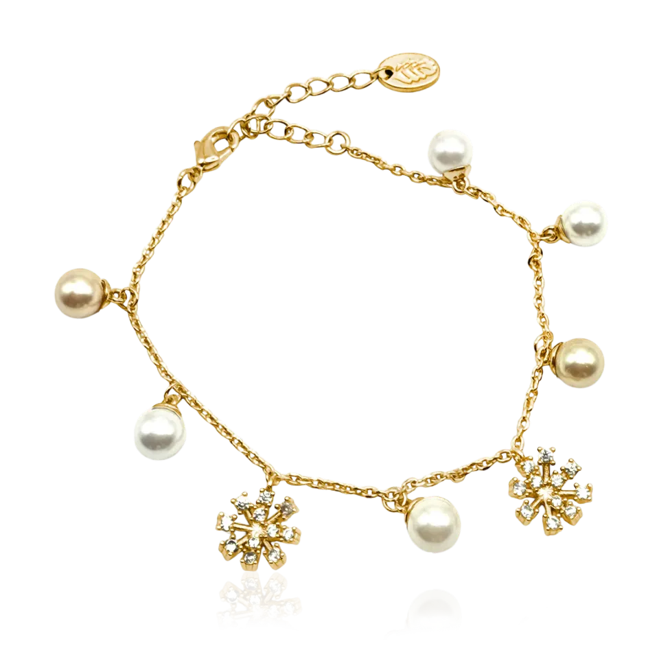IOAKU Snowdrop Pearl armbånd gull perle 16+4 cm