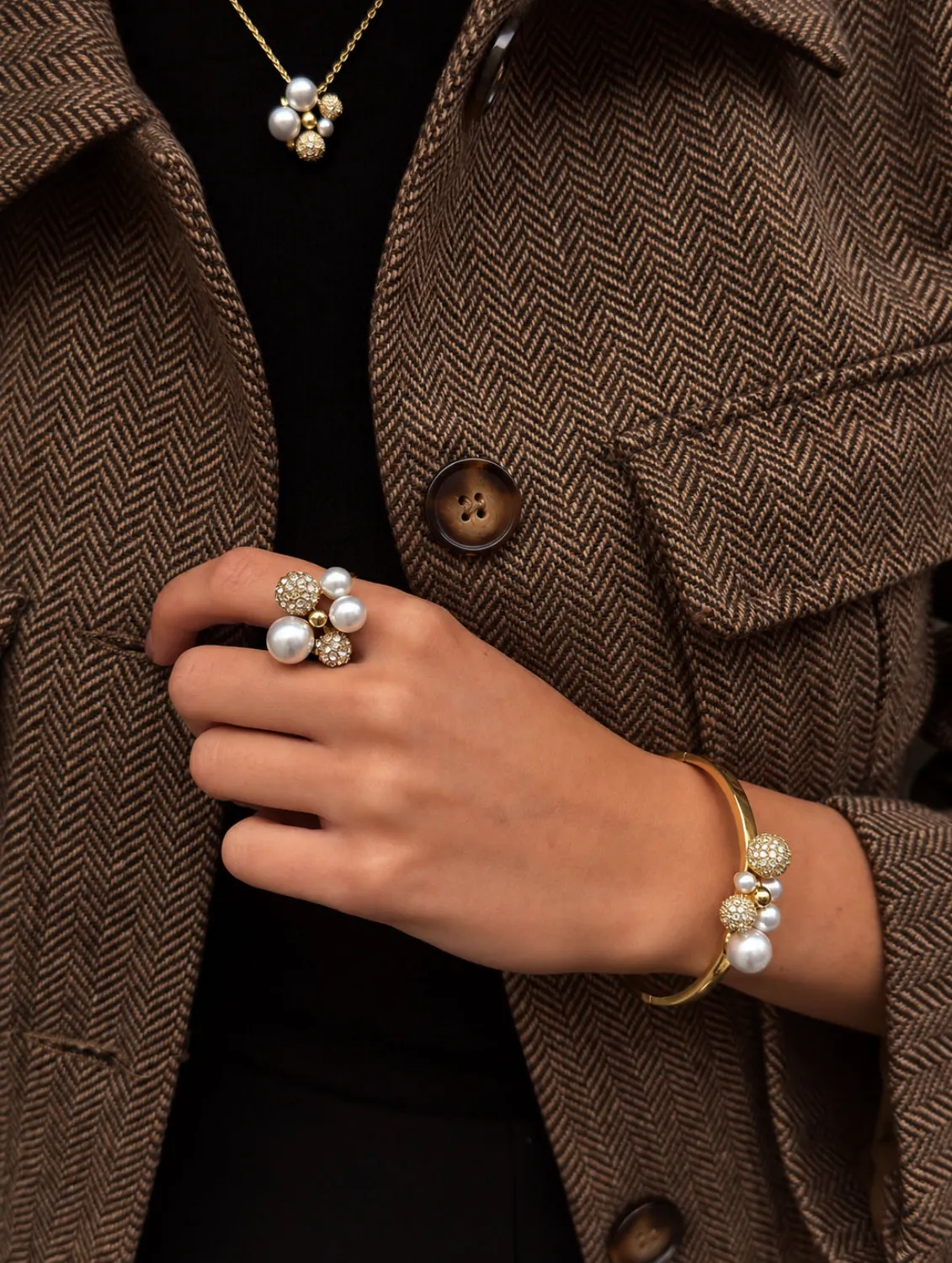 IOAKU Berry Pearl Petite Maxi ring gull str 7 perle
