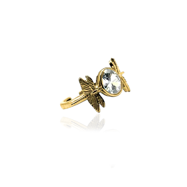IOAKU Dragonfly Reborn Crystal ring gull krystall