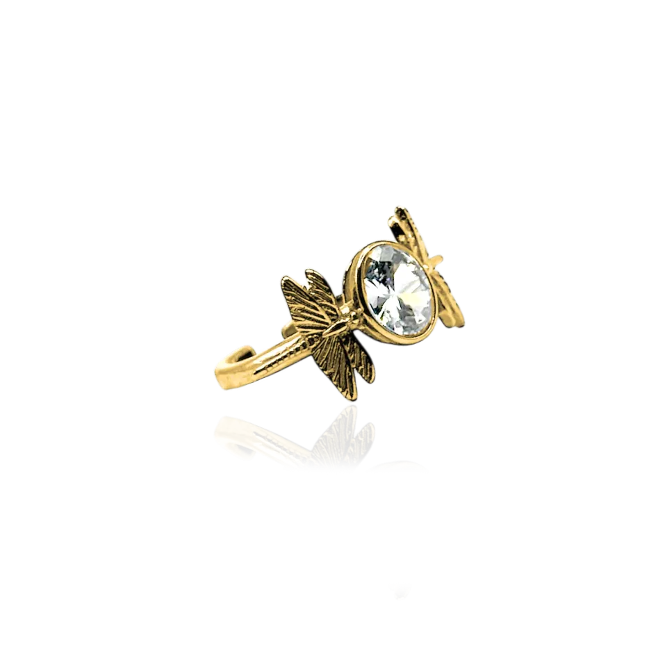 IOAKU Dragonfly Reborn Crystal ring gull krystall