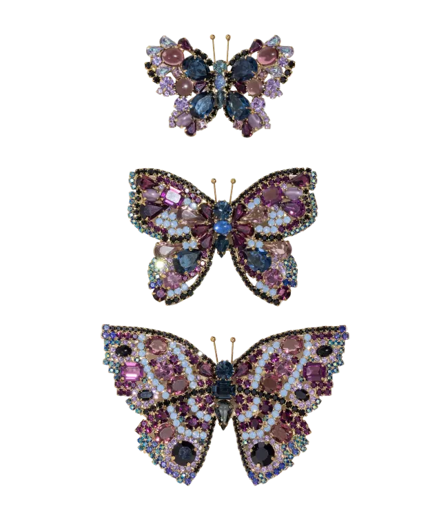Loren Hope Butterfly Trio Montana Amethyst Violet brosjesett
