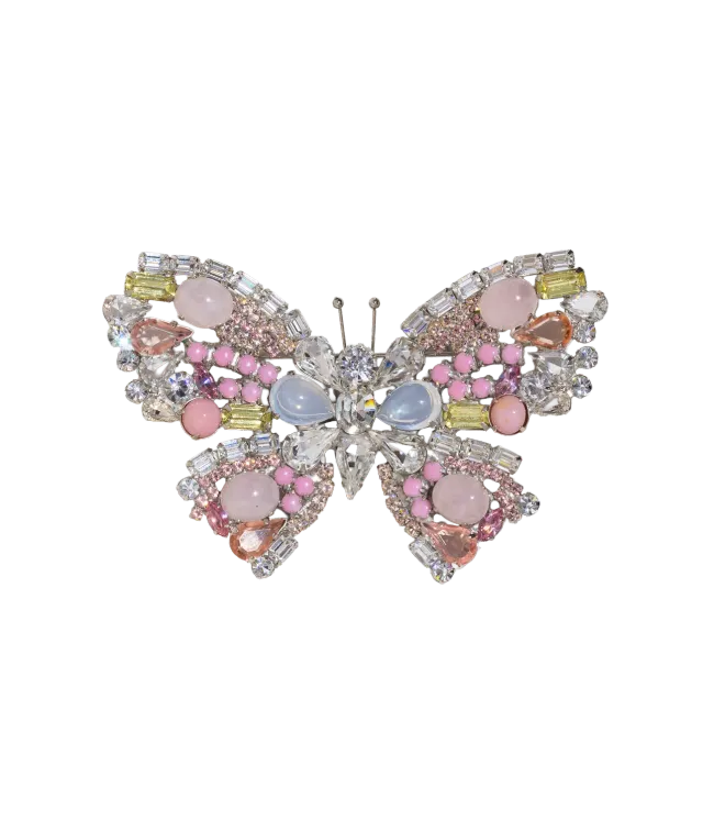 Loren Hope Butterfly X-Large brosje rose quartz unikat
