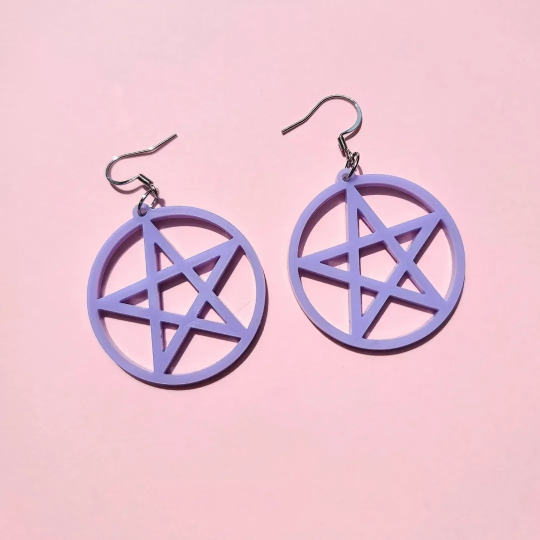MiniKitty Lavender Pentagram øredobber gull halloween