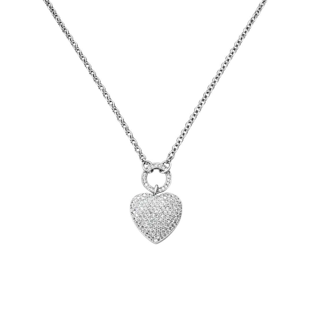 IOAKU Heart of Pavé halskjede gull krystallhjerte