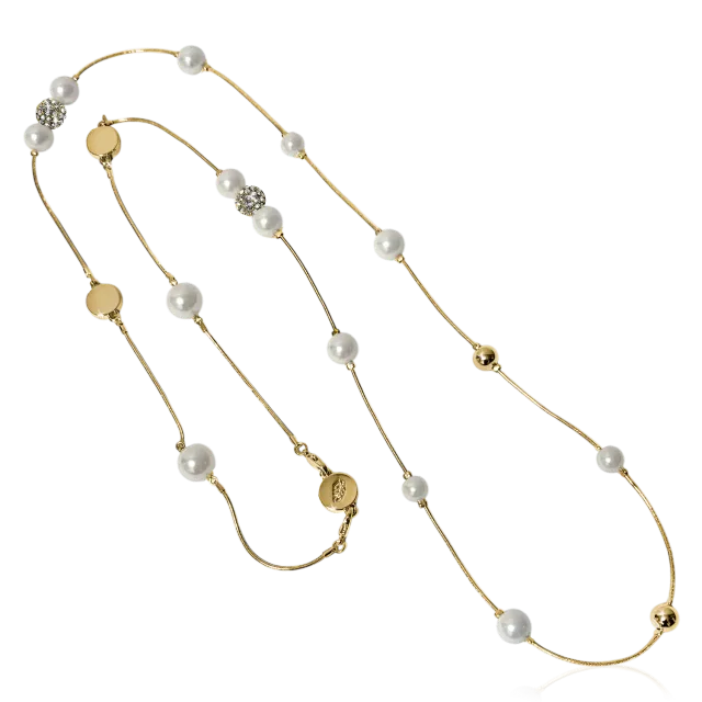IOAKU Berry Pearl Sparkle halskjede gull 100 cm