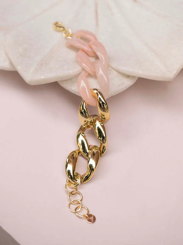 pfg Stockholm Avenue armbånd rosa resin gull